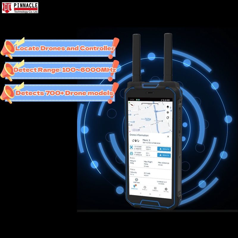 Máy dò máy bay không người lái cầm tay và vị trí 100-6000MHz Dji Fpv Autel Máy dò tín hiệu 1-2km
