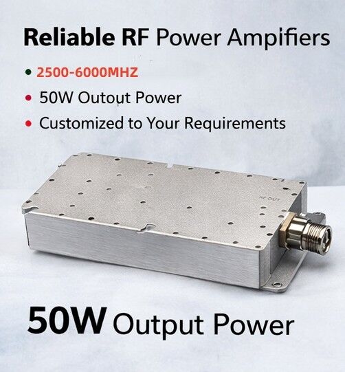 Mô-đun bộ khuếch đại công suất cao 8–10 GHz 50W Bộ khuếch đại công suất RF hiệu suất cao cho các ứng dụng băng tần X